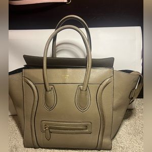 Celine MICRO LUGGAGE HANDBAG IN DRUMMED CALFSKIN SOURIS
